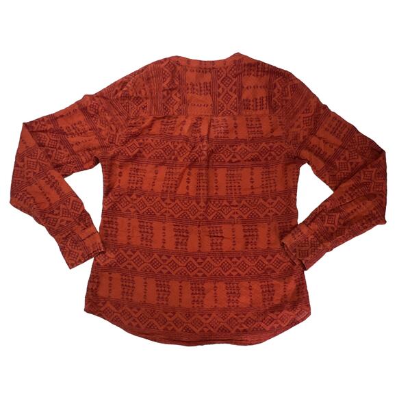 Lucky Brand X Peter Dunham Collaboration Aztec Tribal Button Up Collarless Shirt - Picture 7 of 12